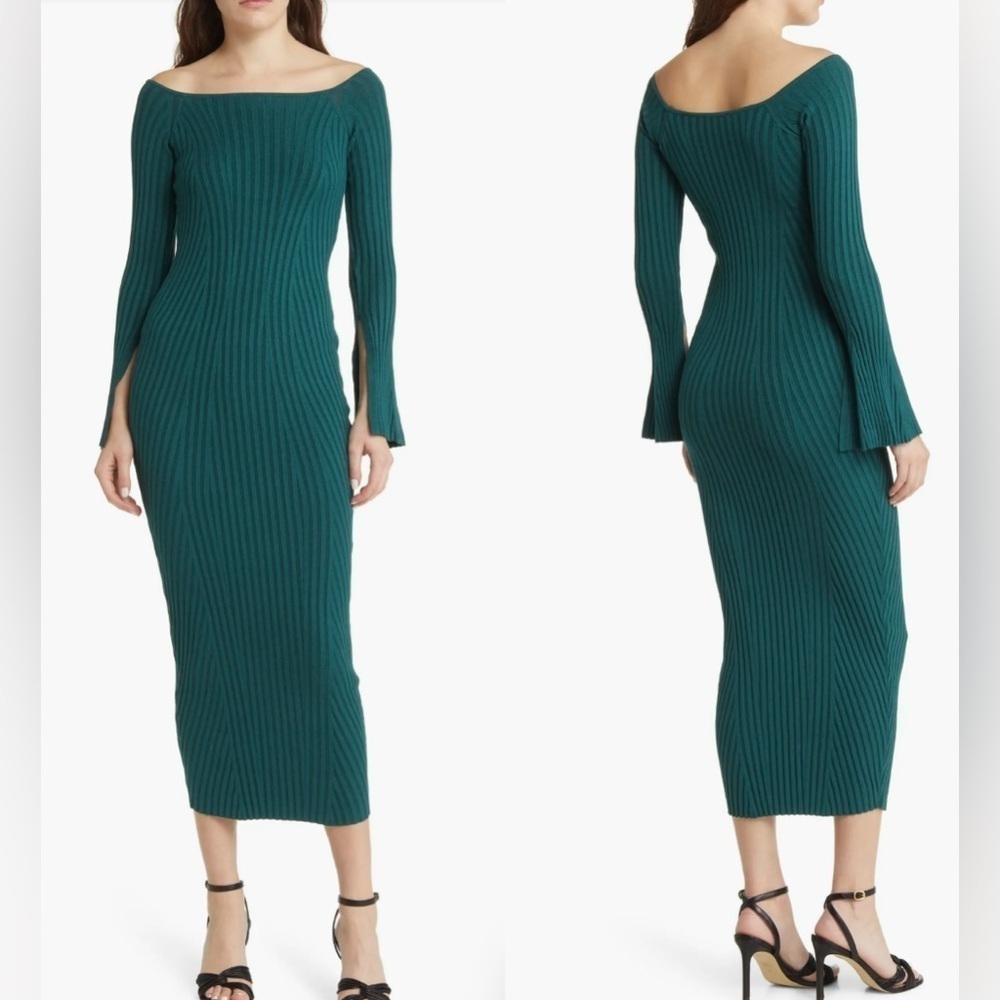 NWOT Ted Baker London Gorgel Rib Long Sleeve Midi Sweater Dress sz TB 5 US 12